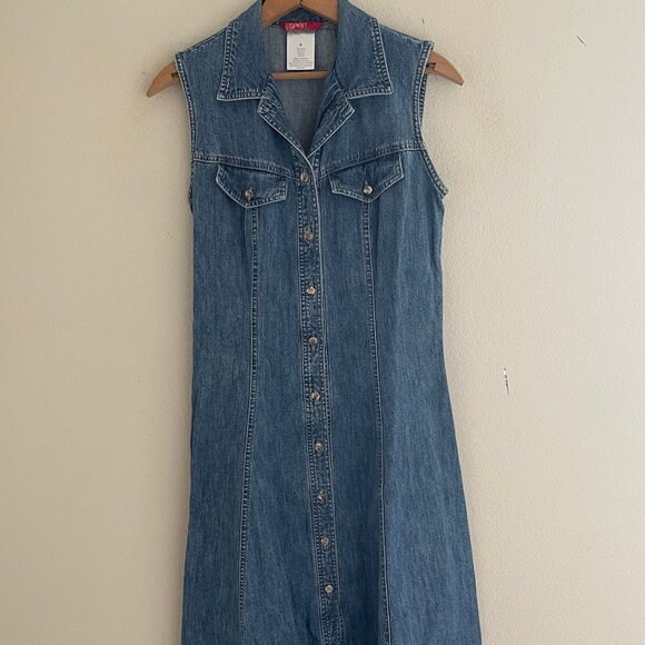 ESPIRIT Denim Sleeveless Maxi Dress: New w/o Tags! MEDIUM (RUNS QUITE SMALL) - Picture 1 of 5